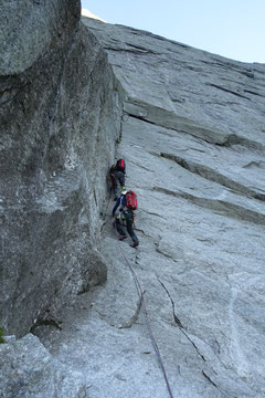 Piz Badile, Nordwand, Via Cassin, Rebuffat, Rebuffat-Verschneidung