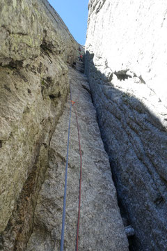 Piz Badile, Nordwand, Via Cassin, Ausstiegskamine