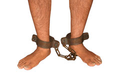 Prisoner with ankle chains