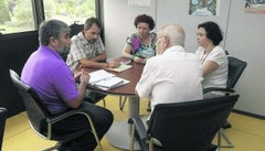 Jose Mª Mori - Presidente; Arancha Martinez - Vicepresidenta; Carlos Ayer - Gerente; Asunción García - Direct. Asunt. Sociales