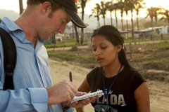 Interviewing a Venezuelan girl in an ´illegal´ settlement close to Barinas