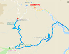 沢渡駐車場からは約10分のところにあるホテル
