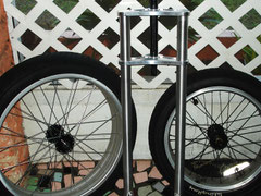 24" x 4.25"  wheel [left] +  20" x 4.25" [right]