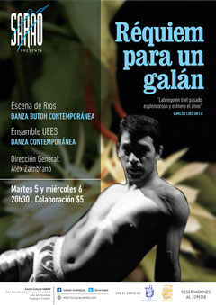 Afiche de las funciones en SARAO de 'Réquiem para un galán'. Diseño de Eduardo Correa.