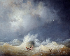 Louis Ambroise Garneray (1783-1857), Le naufragé, huile sur toile, Musée des beaux-arts de Brest.