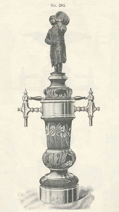Jugendstil-Zapfsäule mit Bierbrauer um 1900