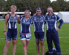 Nicole von Döllen, Christiane Tchorz, Marcell Görke und Rolf Schröder zufrieden nach dem Zieleinlauf in Celle