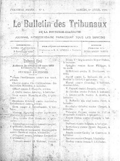 Le Bulletin des Tribunaux de la Nouvelle-Calédonie