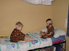 Emily & Elijah playing cards