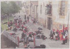 La plaza del pueblo, sembrada de muertos, tras el ataque sorpresa de las tropas carlistas. (Foto: Montxo A.G.)