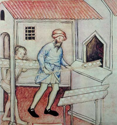 L'apprenti boulanger - Tacuinum sanitatis, Italie (Milan), vers 1390-1400 Paris, BnF, département des Manuscrits, NAL 1673, fol.56