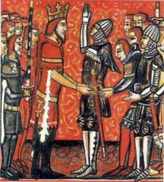 Manuscript illustration of act of fealty