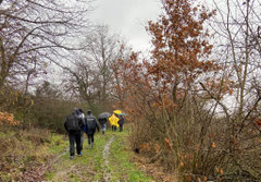 Die Mitglieder wandern im Regen