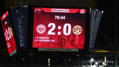 Stadionwürfel mit Begrüßungstext zum Spiel gegen den BvB am 30.11.14