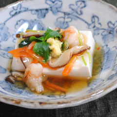 えびと野菜のあんかけ豆腐