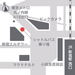 新宿駅からシャトルバス乗り場への地図