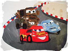 simoner-malen-Wandbild: drei "Cars"-Autos