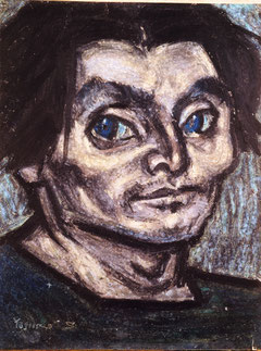 《自画像》1951頃　クレパス