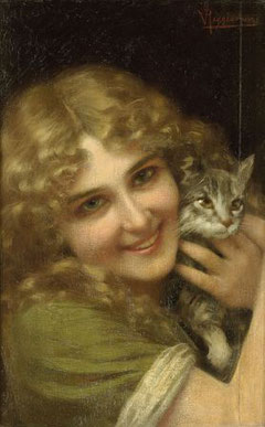 VITTORIO REGGIANINI - Donna con gatto