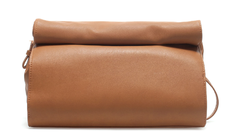 Zara Tan imitation leather roll top handbag