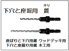 ダンドリビス　下穴と座掘り用錐木工用　座ぼりと下穴用錐ウッドデッキ用