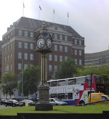 Five Ways clock was erected as a memorial to Birmingham's long-serving first coroner, John Birt Davies who died in 1878.