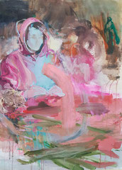 Weltenweber*in · Acryl auf Papier auf MDF · 73 x 99 cm · 2024