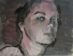 with scepticism · Öl auf Papier · 21 x 14,8 cm · 2021