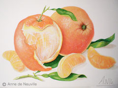 Oranges et gourmandise - Gouache - 80€