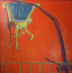 『 赤い檻　〜Monkey in red cage〜 』           oil on canvas    1620×1620