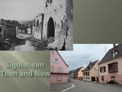 Crossroad de la Rue Oberhof, de la Grand Rue (on the left) and de la Rue de l’Evêque (on the right) – Then and Now (Photo courtesy Family Roland Laich, Katrin Raabe)