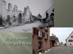 Rue de Bennwihr with Chapelle St. Anne in the back - Then and Now (Photo courtesy Family Roland Laich, Katrin Raabe)