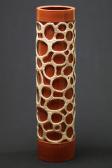 Vase-Unikat, gegossen und von Hand geformt,  H 49 cm