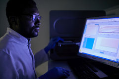 Forscher bei der Auswertung von SARS-CoV2 PCR-Tests