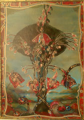 SERGIO PAUSIG  DANUBIUS IV  Pigmenti e lacche su tela e legno 48 x 68  cm.  2014