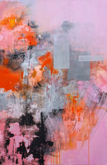 "Pure abstract - Pink"  Collage et acrylique sur toile 100 x 65 disponible