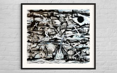 Platform: Windmills [SMA022724-34X29.5] | 2024 | charcoal, gouache and ink on paper | 29.5 x 34 in ( 75 x 86.5 cm )