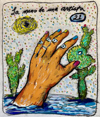 La Mano  [SMA030125-OC20X16in] | 2025 | charcoal and gouache on handmade Mexican paper | 20 x 16 in ( 51 x 40.6 cm )