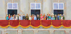 Trooping the colour, 2020. Mixta/tabla,  29 x 60