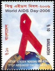 Stamps on AIDS – Bangladesh – AIDS Day 2006 Stamp issued by Bangladesh to mark World AIDS Day 2006.