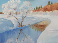 "Fluss im Winter", Öl auf Malkarton, 30 cm x 40 cm; 180 Euro