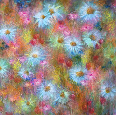 Bergwiese - Mixed Media auf Leinwand - 50x50cm