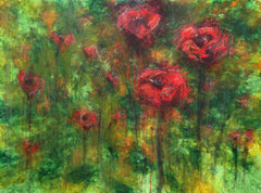 Poppies - Mixed Media auf Leinwand - 80x60cm