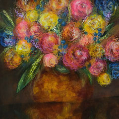 Bouquet - Mixed Media auf Papier - 40x40cm