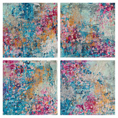 Liya Collection - Mixed Media auf Leinwand - 4x je 10x10cm