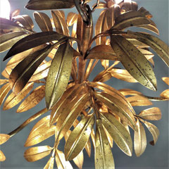 Hans Kögl Gilded Metal Palm-Leaf Chandelier, W. Germany. 1970