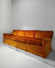 Italian Customised Custom-Tailored Oragne Velours Four Seater Sofa, 1960s - PN.Modern pnmodern.com