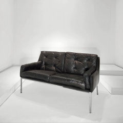 Roland Rainer Leather Chrome Sofa Model "462S" for Wikhahn, Germany, 1956