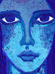 mujer azul