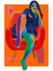 mujer en un sillón